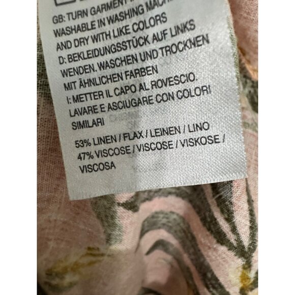 Naturals D&C‎ hawaiian print tropical three quarter sleeve linen blend blouse L - Picture 5 of 6